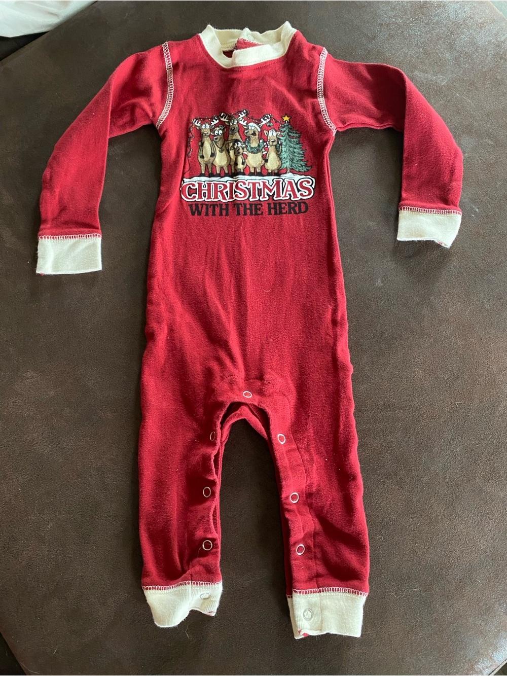 Lazy One Red Kids One-Piece Christmas 'With The Herd'